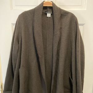 cut loose green wool coat wrap with pockets